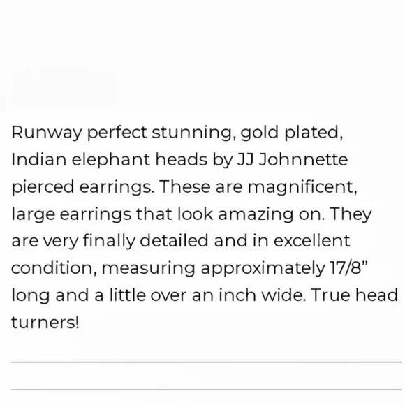 RARE NWOT JJ Jonette Vintage Matte Gold Tone Elephant Earrings Pierced - Picture 3 of 5